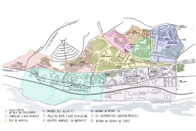 Figura 2 Núcleos populacionais na área do Projeto ROCK